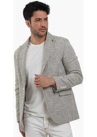 Resim Dufy Yeşil Erkek Slim Fit Pitikare Desenli Sivri Yaka Casual Ceket - 104436-yesıl Yeşil 