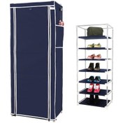 Resim Prado 7 Raflı Çelik Profilli Bez Dolap, Bez Ayakkabılık Lacivert 