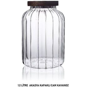 Resim Mien Kavanoz Akasya Kapak 1200 Ml Mıen-1s09 Ahşap - Şeffaf 