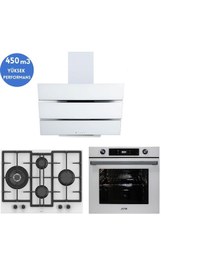 Resim Ferre Ve AFM Tech ED076-WFA WOK + FM7701 + FM3251 Snow Glow Turbolu Beyaz Dijital Ankastre Set 