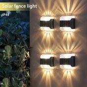 Resim Güneş enerjili 4 adet duvar yıkama ışığı, dış mekan LED yürüme ışıkları, güneş enerjili çit ışıkları, dış avlular, bahçeler, çimler, teraslar, avlular, çitler, araç yolları, kanal dekorasyonu için dış mekan aydınlatma ışıkları 