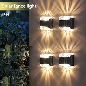 Resim Güneş enerjili 4 adet duvar yıkama ışığı, dış mekan LED yürüme ışıkları, güneş enerjili çit ışıkları, dış avlular, bahçeler, çimler, teraslar, avlular, çitler, araç yolları, kanal dekorasyonu için dış mekan aydınlatma ışıkları 