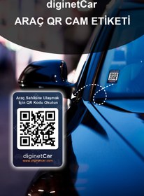 Resim diginetcar Araç Karekod Cam Etiketi (QR KOD KİMLİK - ARAÇ NUMARATÖRÜ - QR CODE STİCKER - KAREKOD CAM ETİKET) 