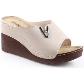 Resim Aryan 26-893 Orto Pedik Dolgu Topuk Kadın Günlük Terlik 001 