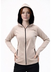 Resim Axxel Kadın Krem Şardonlu Dalgıç Sweatshirt Kapüşonlu-w1161 
