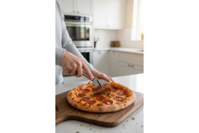 Resim Kitchen Design Lab Büyük Boy Paslanmaz Çelik Hamur Kesme Ruleti ve Paslanmaz Çelik Pratik Sarımsak Ezeceği 