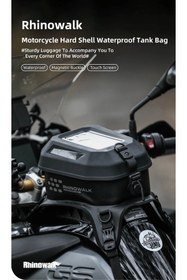 Resim Rhinowalk 5.6l Su Geçirmez Sert Kabuk Motosiklet Depo Çantası – Telefon Cepli, Manyetik Kapaklı 