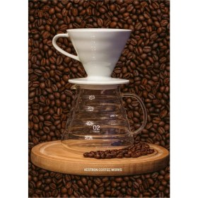 Resim Feyza Design V60 Kahve Demleme Seti Seramik Aparat ve Cam Server 600 ml 
