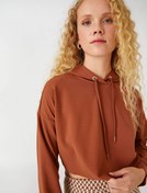 Resim Crop Sweatshirt Kapüşonlu 