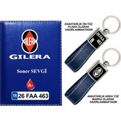 Resim Plakanıza Özel Gleria Logolu Lacivert Ruhsat Kabı Ve Anahtarlık 