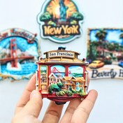 Resim 1 Adet İkonik Amerikan Yer İşaretleri Buzdolabı Mıknatısı - San Francisco Tramvayı, New York Özgürlük Heykeli & Golden Gate Köprüsü Tasarımları - Renkli Mutfak Dekoru, Yaratıcı Ev Aksesuarı 