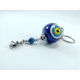 Resim El Yapımı Cam Nazar Boncuklu Seramik Anahtarlık Hediyelik Eşya 