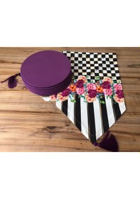 Resim Mor Gül Desenli Runner & Mor Supla Çok Renkli 