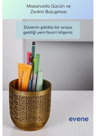 Resim Kalemlik Masa Kalemliği Organizer Kalemlik Altın Eskitme Renk Model 77 Çok Renkli 