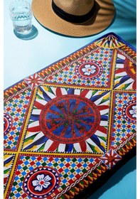 Resim Dijital Baskı Plaj Deniz Havlusu Modern Desenli Peştamal 80x160 Cm Hvl0067 Renkli 