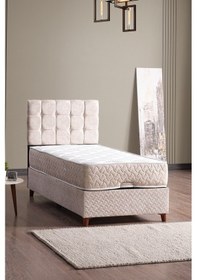 Resim Bengü Tek Kişilik Baza Başlık Yatak Seti Krem 90 190 