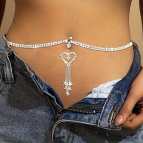 Resim 1 Avrupa ve Amerika Aksesuarları Taşlı Kalp Şeklinde Karın Zinciri Seksi Bel Zinciri Aşk Karın Düğmesi Zinciri Moda Boş İşlik Etek Aksesuarları 