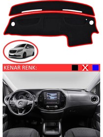 Resim Torpido Koruma Halısı Siyah Kenar Renk Kırmızı Mercedes Vito W447 2014 İle Uyumlu 