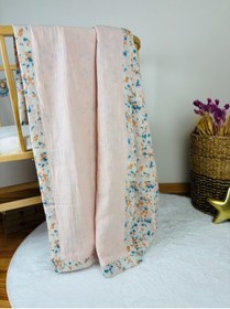 Resim NOİSY TEKSTİL Pembe - Puantiyeli Çift Taraflı 4 Katlı Bebek Müslin Battaniye & Müslin Örtü %100 Pamuk 110x110cm 