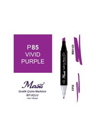 Resim Çift Uçlu Marker Grafik Çizim Kalemi 85 Canlı Mor 