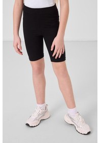 Resim Tommylife Siyah Pamuklu Kısa Paça Standart Fit Basic Kız Çocuk Tayt - 75188 Siyah 