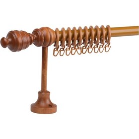 Resim Meşe Efil Demonte Başlıklı Ahşap Rustik Perde Askısı - Raysız - 200 Cm 