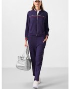 Resim Koyu Mor Yumuşak Dokulu Triko Dik Yaka Oversize Kadın Eşofman Takım - 95350 Koyu Mor 