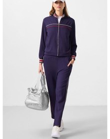 Resim Koyu Mor Yumuşak Dokulu Triko Dik Yaka Oversize Kadın Eşofman Takım - 95350 Koyu Mor 