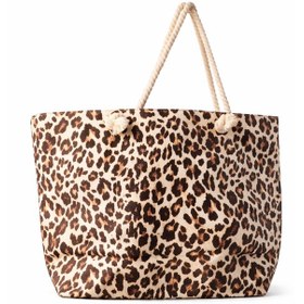 Resim Kadın Leopar Çanta-renkli - Fermuarlı- 50 35 Cm - Aquatolia - Leopar Desenli - Plaj Çantası Leopar Desen 