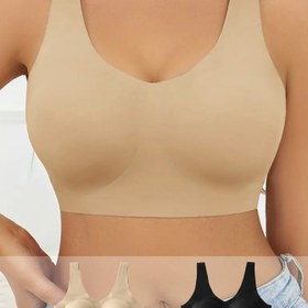 Resim 2 Adet Kadın Dikişsiz Naylon Sütyen Seti, Şık Push-Up Sütyenler, Kablosuz, Düz Renk, Örgü Kumaş, Yetişkinler İçin Çıkarılabilir Dolgu ile 