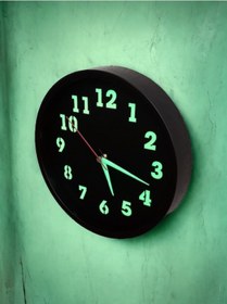 Resim Fosforlu Gece Görünen Siyah Duvar Saati Çap 22 Cm Camsız K1 Siyah 