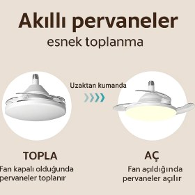 Resim Qasul LED Işıklı Katlanabilir Akıllı Tavan Vantilatörü – Sessiz Fan & Kumandalı Aydınlatma 
