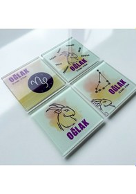 Resim Decorita Cam Bardak Altlığı Burçlar - Oğlak Burcu 4'lü Takım Çok Renkli 