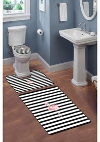 Resim Modern Desenli Dijital Baskı 3 Lü Banyo Paspas Takımı Yıkanabilir Kaymaz Tabanlı Klozet Takımı Klz0021 Renkli 