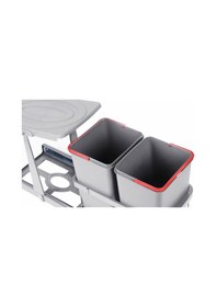 Resim Çöp Kovası 12+12lt Gri Teleskopik Raylı Gri 