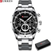Resim Hanyang Gümüş Kara Kutu Curren Yeni Moda Saatler Paslanmaz Çelik Üst Marka Lüks Spor Kronograf Kuvars Izle Erkekler Relogio Masculino (Yurt Dışından) 