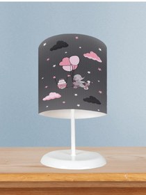 Resim Mekta Home Bebek Ve Çocuk Odası Pembe Bisiklet Balon Ve Fil Desenli Abajur 