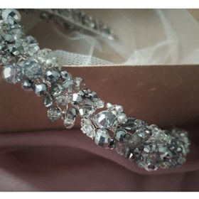 Resim MyElle Tasarım Kristal ve Incili Zarif Saç Aksesuarı Gümüş Renkli Nişan Nikah Gelin Tacı 