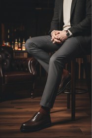 Resim Caffcas Hakiki Deri Kahverengi Oxford Günlük Erkek Ayakkabı 1405-41 