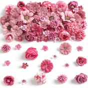 Resim 50 adet SERRA FLORA Mini Yapay Çiçek Başları - Pembe, Kırmızı, Beyaz Renklerde Canlı Gül, Pion, Papatya ve Daha Fazlası - DIY Düğün Dekoru, Ev Aksesuarları ve El Yapımı Çelenkler İçin İdeal, Vazo Dahil Değil, Çiçek Süsleri 