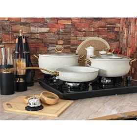 Resim 5 Parça Beyaz Granit Güveç Seti Beyaz 