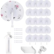 Resim 15/30 adet Yuvarlak Katlanabilir Elde Tutulan Kağıt Fan Seti, Şeffaf Torbalar ve Etiketler ile, Düğün Hediyeleri, DIY Kağıt Fanlar, Gelin Duşu Süslemeleri, Noel Parti Hediyeleri 