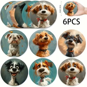 Resim İçecekler, Kahve ve Çay için 6 adet Sevimli Köpek Tasarımlı Ahşap Bardak Altlığı - Ev ve Restoran Dekoru İçin Mükemmel, Köpek Severler İçin İdeal Tatil Hediyesi, Sadece Elde Yıkama, İçecek Altlıkları | Oynak Köpek Tasarımı | Detaylı Sanat Eseri 