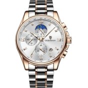 Resim Hanyang Altın Beyaz Lıge Yeni Kronograf Erkekler Izle Erkekler Spor Rahat Paslanmaz Çelik Aydınlık Bilek Saatler Erkek Yaratıcı Tasarım Kuvars Saat (Yurt Dışından) 