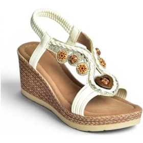 Resim Fox Shoes Y274501609 Beyaz Dolgu Tabanlı Kadın Sandalet 