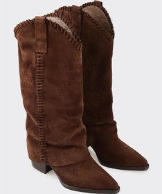 Resim Elle Shoes Kahve Deri Kadın Western Çizme 
