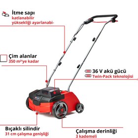 Resim Einhell Classic GC-SC 36/31 Li - Solo, Akülü Çim Havalandırma - 3420660 
