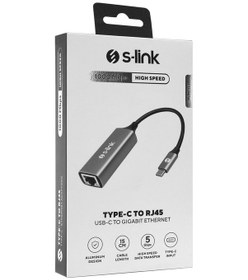 Resim S-link Sw-u336 Gri Metal Type-c To Rj45 10/100/1000mbps Gigabit Adaptör 