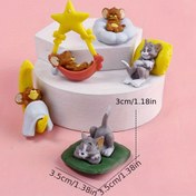 Resim Tom ve Jerry 5 Adet Uyuyan Kedi ve Fare Araba Süsleri PVC Malzeme - Doğum Günü Pastası Dekorasyonu Araba İç Dekorasyonu 
