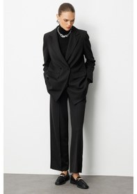 Resim Mizalle Oversize Siyah Kruvaze Blazer Ceket Siyah 